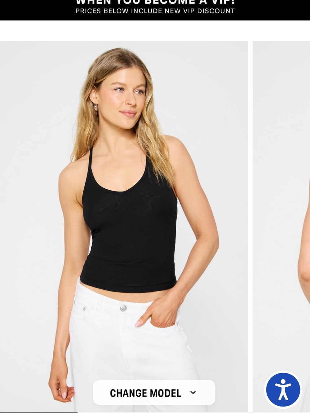 Fabletics Black Ribbed Racerback Tank